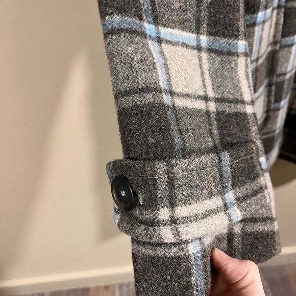 GAP Women’s Plaid Wool Winter Pea Coat Toggle Button Small Y2K Preppy Academia - Picture 10 of 12